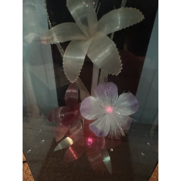 Vintage Fiber Optic Flower Display Case With Music Box- App 14” Tall- Read - Picture 10 of 14